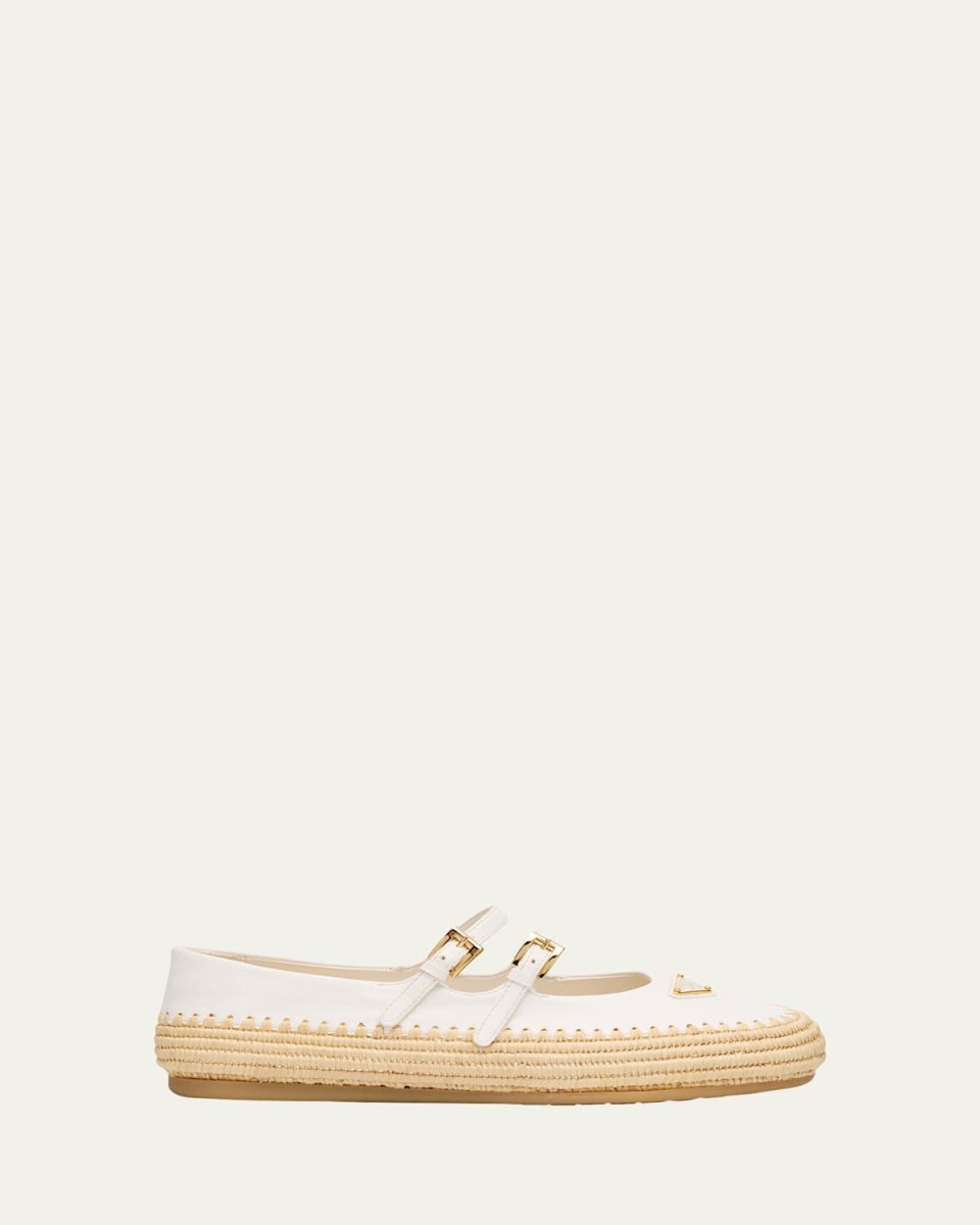 Leather Dual Mary Jane Ballerina Espadrilles
